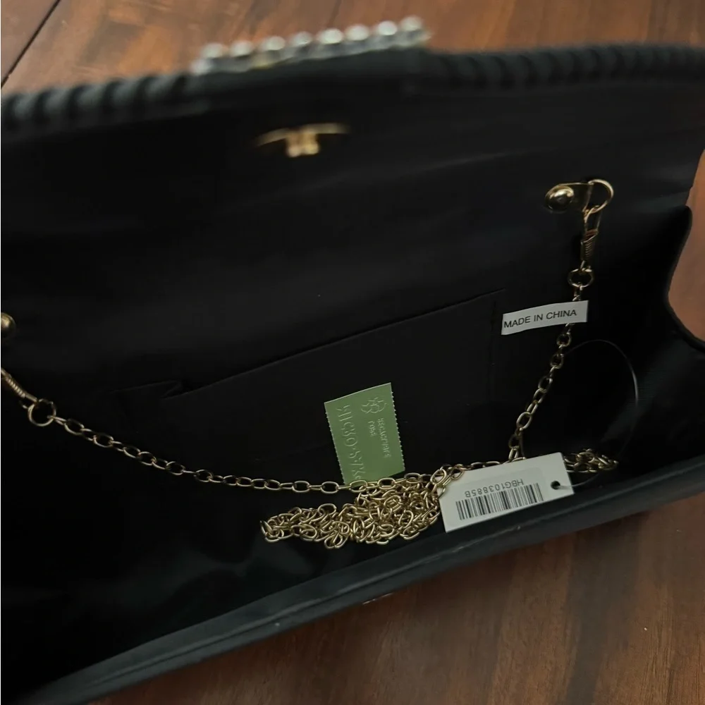 Elegant Black Clutch with Silver Accent